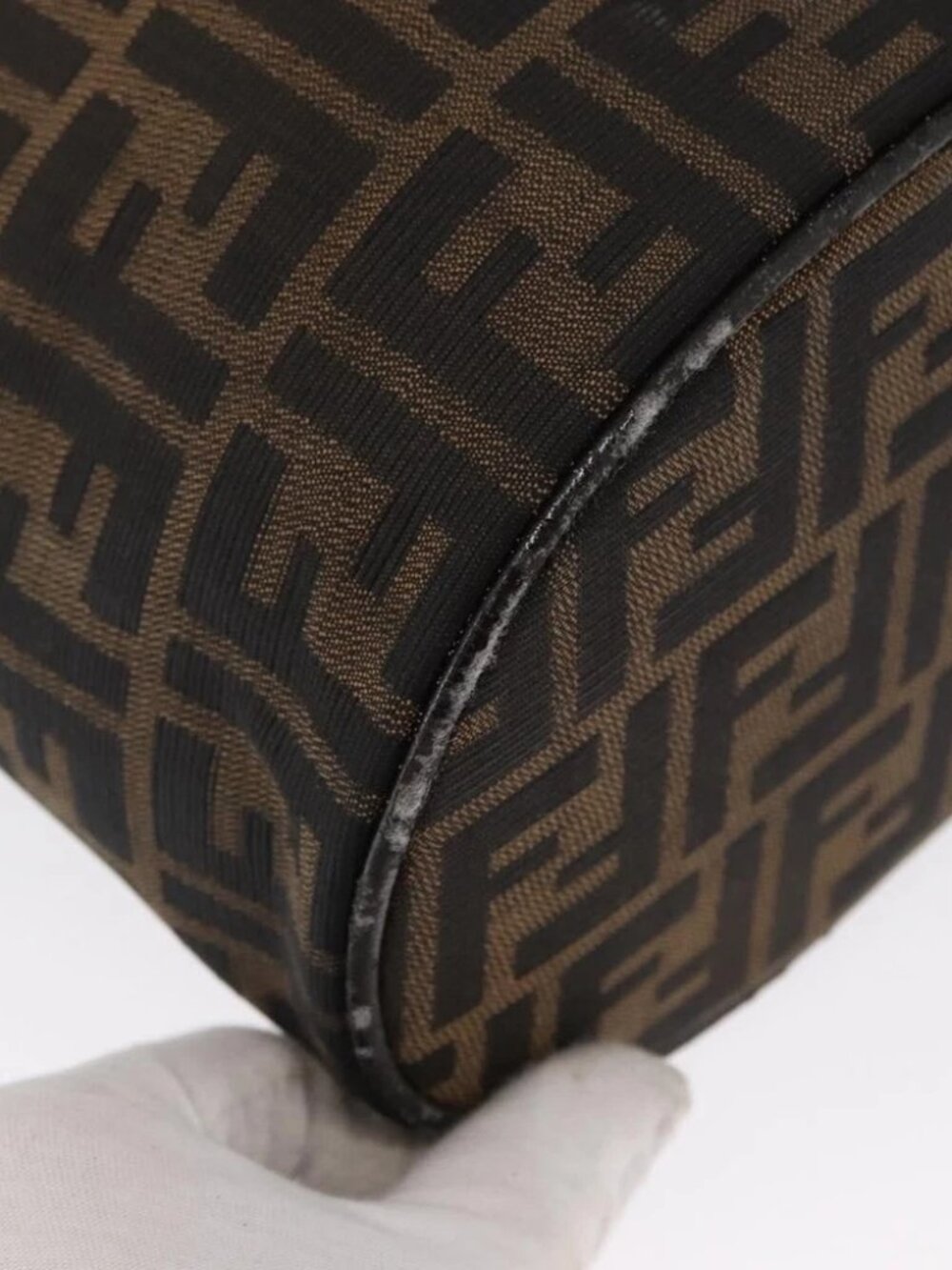 FENDI Zucca Canvas Vanity Pouch Black Brown Silver Auth - Picture 8 of 15